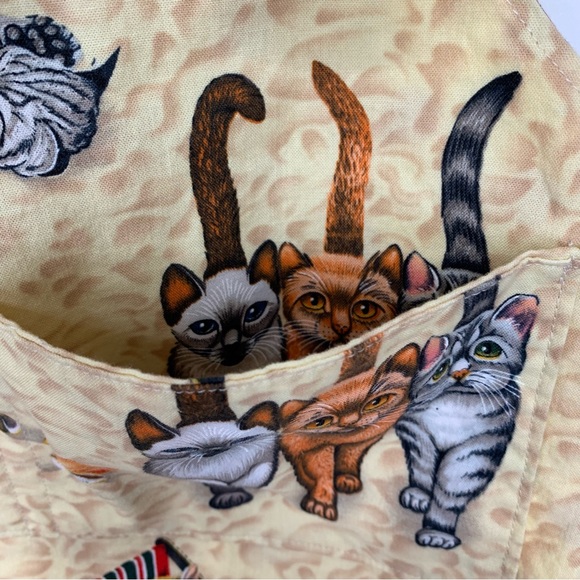 Handmade Cat Beach Theme Kids Adjustable Tie Back Apron Reversible Ladybug Sz OS - Picture 8 of 14